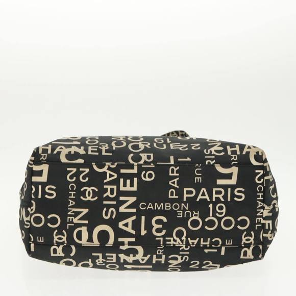 CHANEL Chain Bycy Tote Bag Canvas Plastic Black Clear Silver CC Auth am7247 - Picture 5 of 16